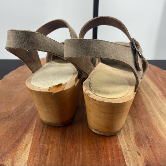 Sven Made in USA Taupe Leather Clogs heels Sz 38 7.5-8 - Picture 4 of 9